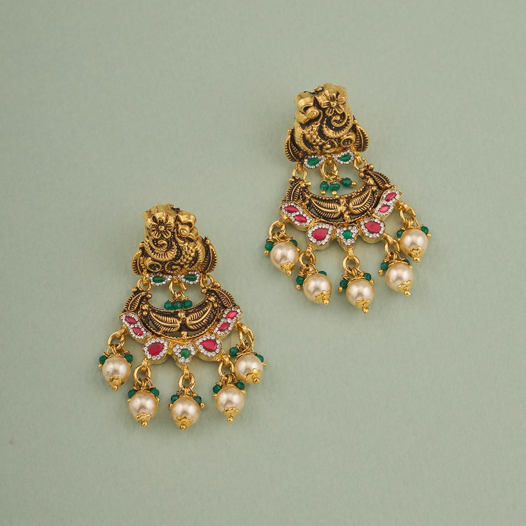 ANTIQUE PEACOCK PEARL EARRINGS