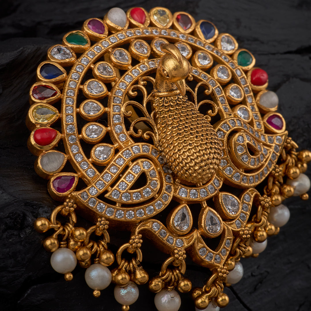 MULTICOLOR STONE PEACOCK PENDANT