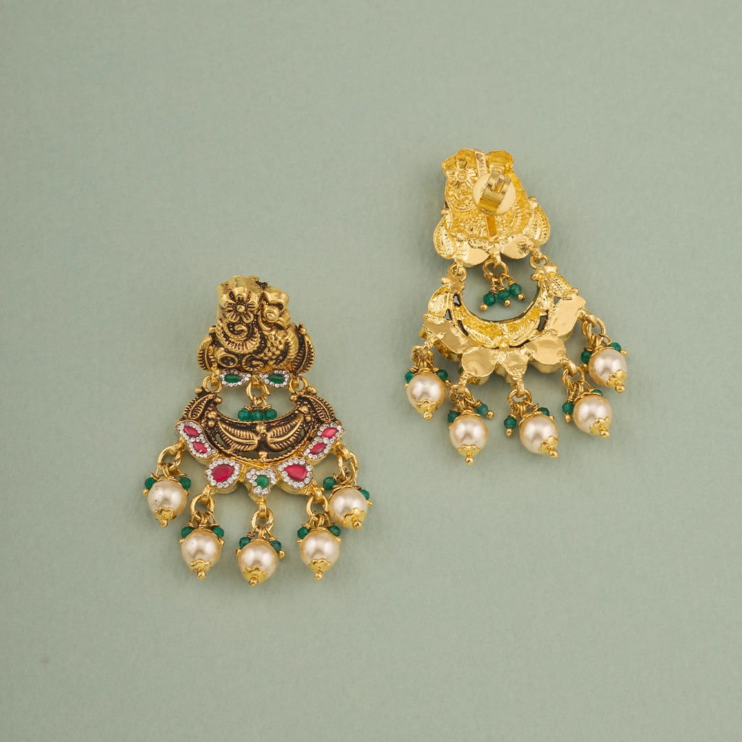 ANTIQUE PEACOCK PEARL EARRINGS