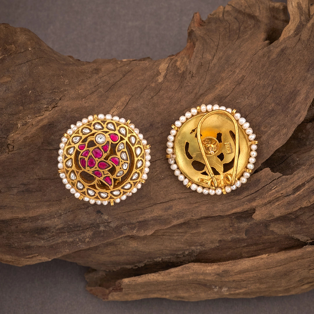 KUNDAN RUBY BLOOMS STUDS