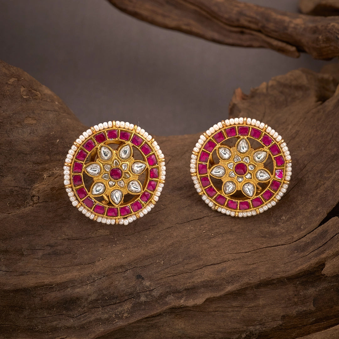 ROYAL KUNDAN PEARL STUDS