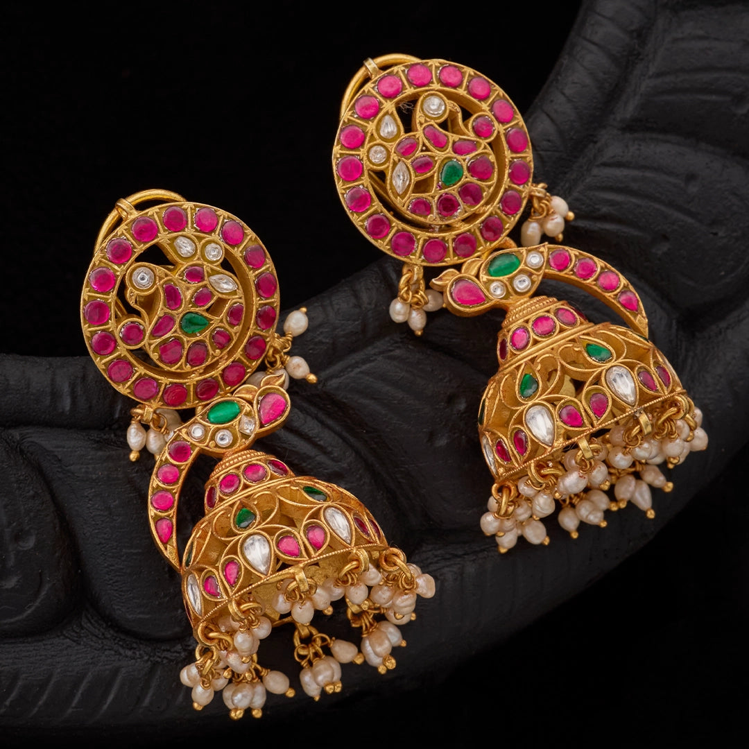 RAJAVI RUBY EMERALD JHUMKAS