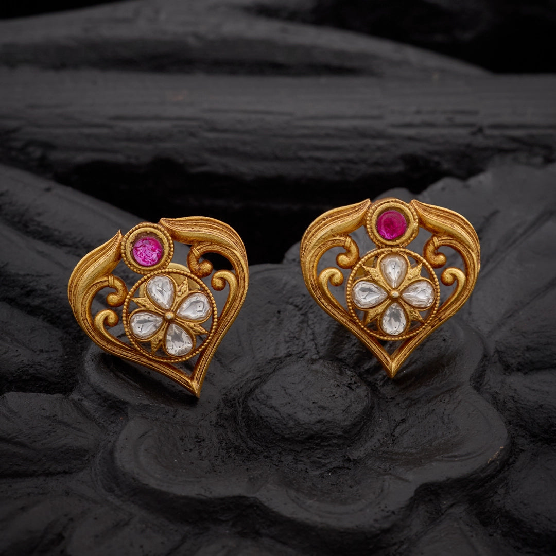 FLORAL RUBY HEART STUDS