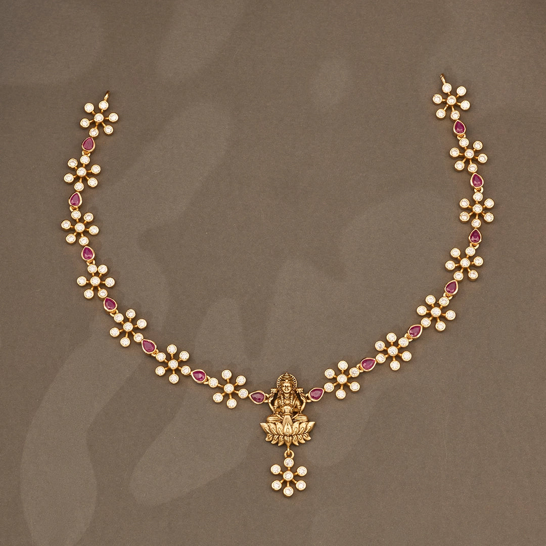 DIVINE LAKSHMI RUBY CZ NECKLACE SET
