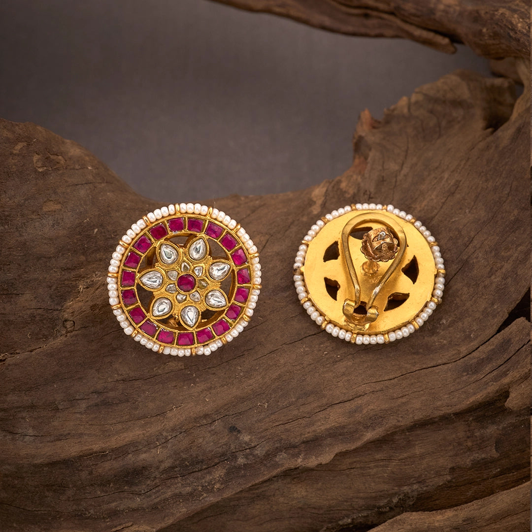 ROYAL KUNDAN PEARL STUDS