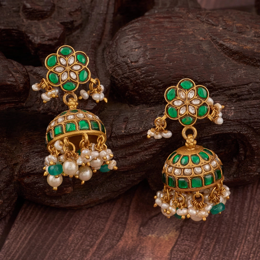 GREEN KUNDAN JHUMKA