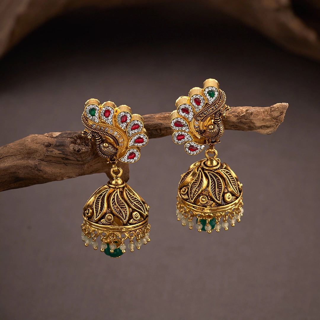 ROYAL PEACOCK JHUMKA EARRINGS