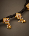 ANTIQUE BLOOMS BLACK THREAD NECKLACE