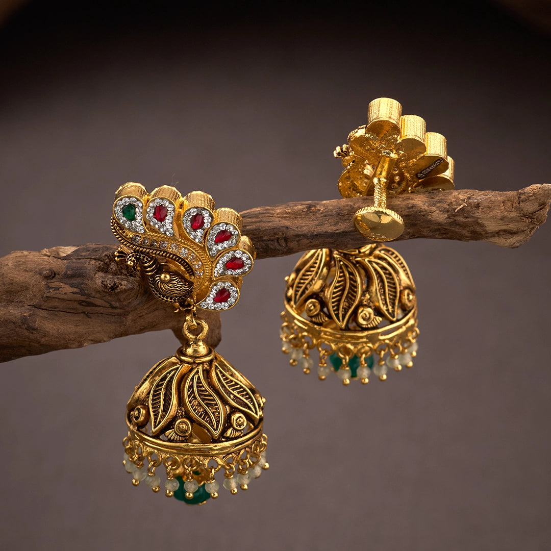 ROYAL PEACOCK JHUMKA EARRINGS