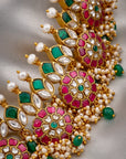 ROYAL EMERALD FLORAL BRIDAL NECKLACE