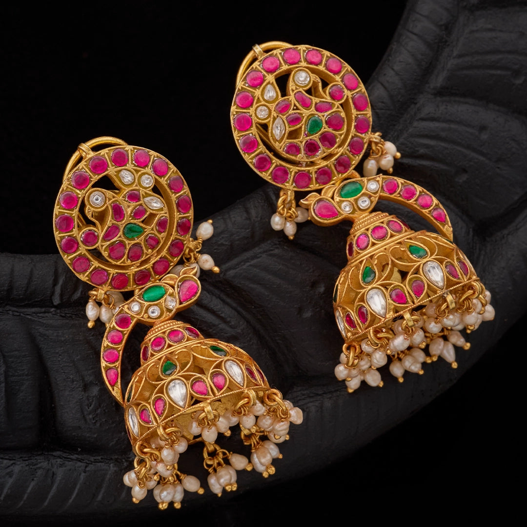 RAJAVI RUBY EMERALD JHUMKAS