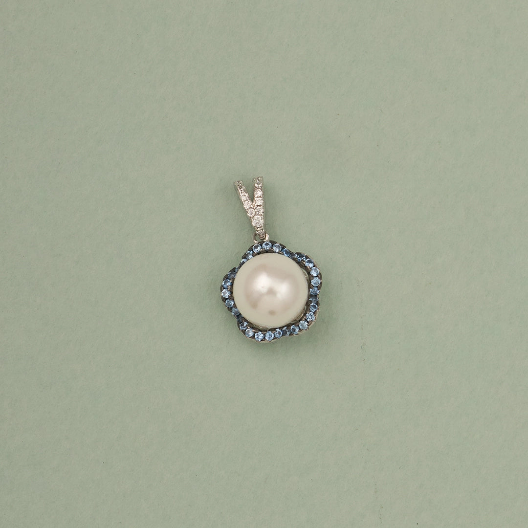 PEARL BLUE STONE PENDANT SET
