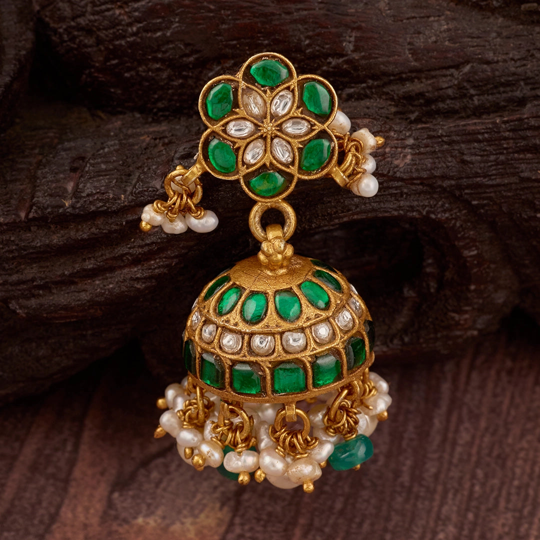 GREEN KUNDAN JHUMKA