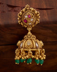 RAJWADI GREEN BEAD JHUMKAS