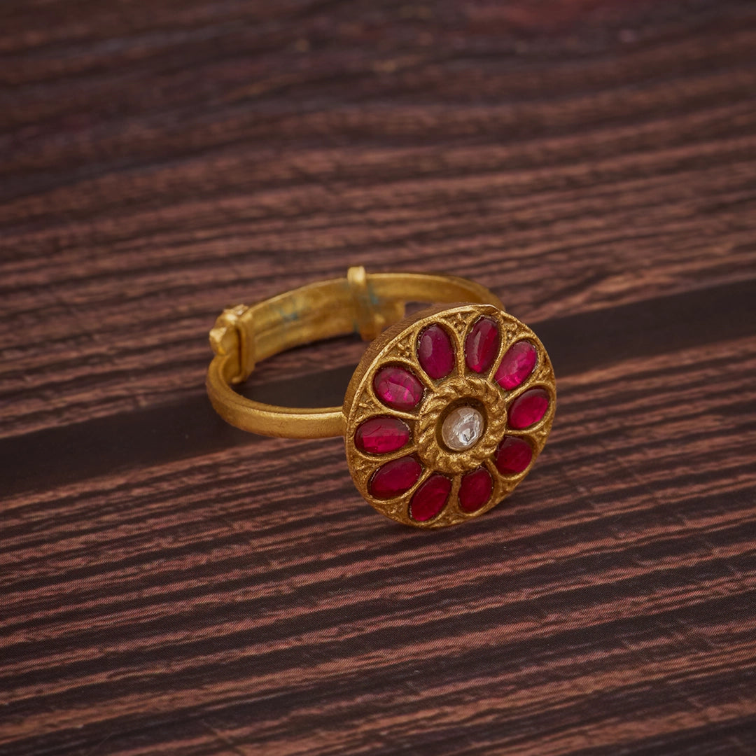 RED BLOOM KUNDAN RING