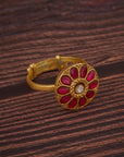 RED BLOOM KUNDAN RING