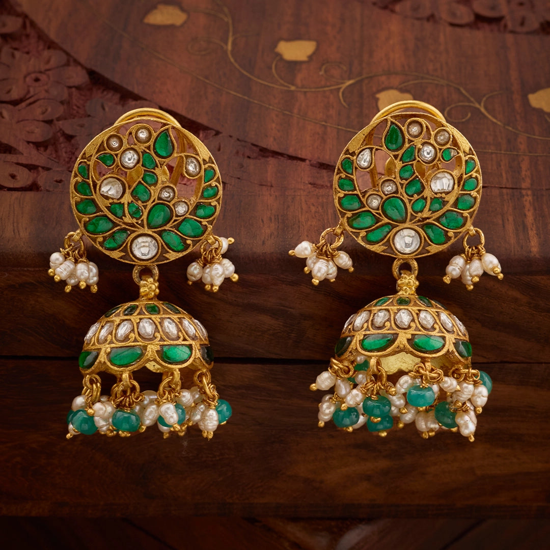 EMERALD BLOOM KUNDAN JHUMKAS