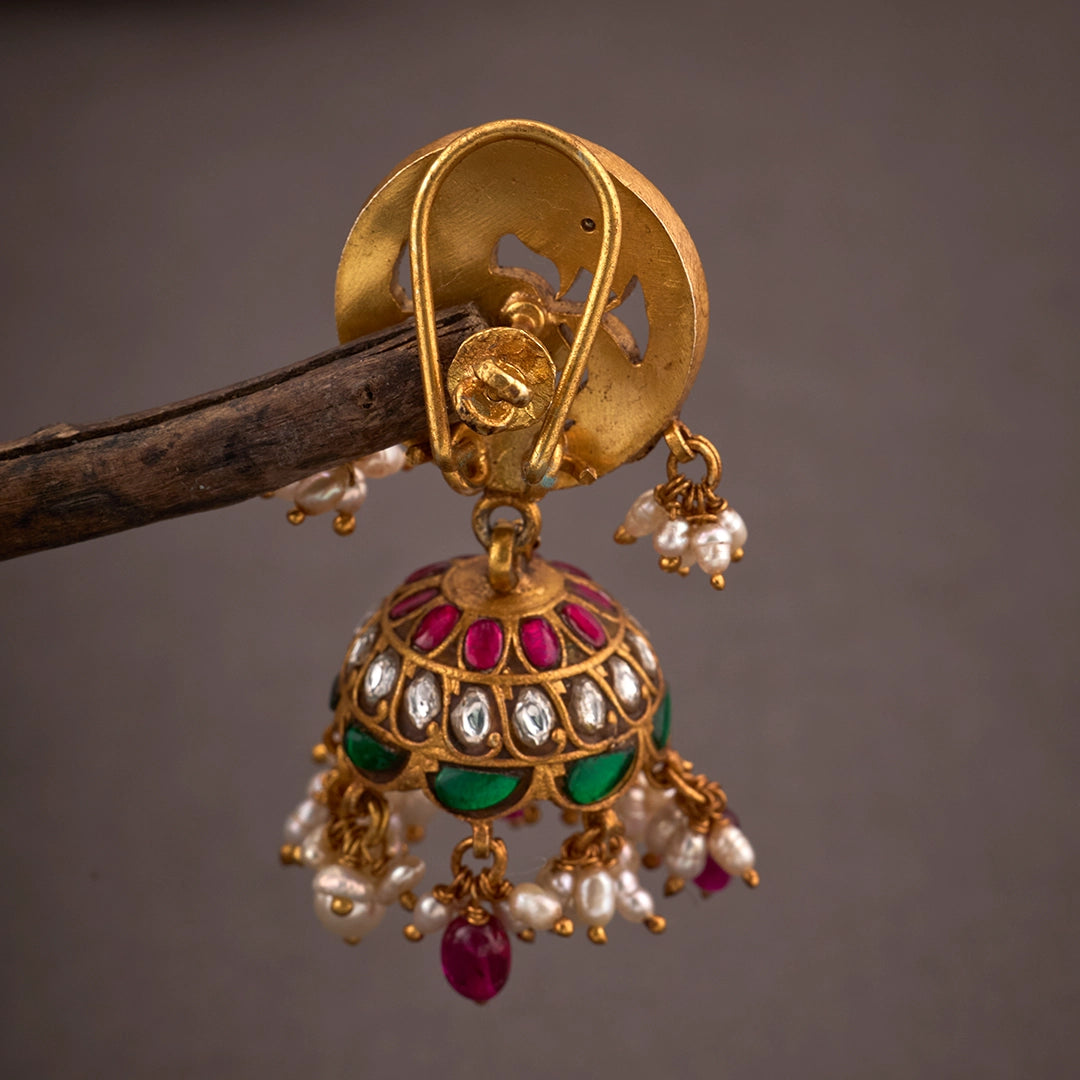 KUNDAN PEACOCK BLOOMS JHUMKAS
