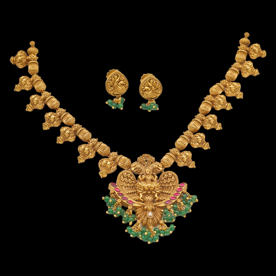 TRADITIONAL LAKSHMI PENDANT NECKLACE SET