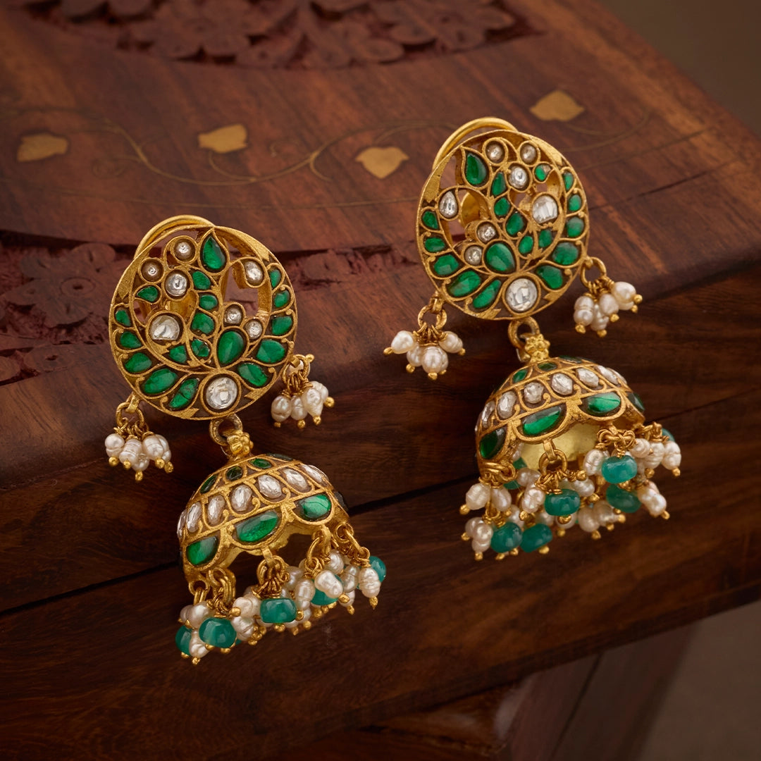 EMERALD BLOOM KUNDAN JHUMKAS