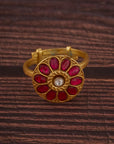 RED BLOOM KUNDAN RING
