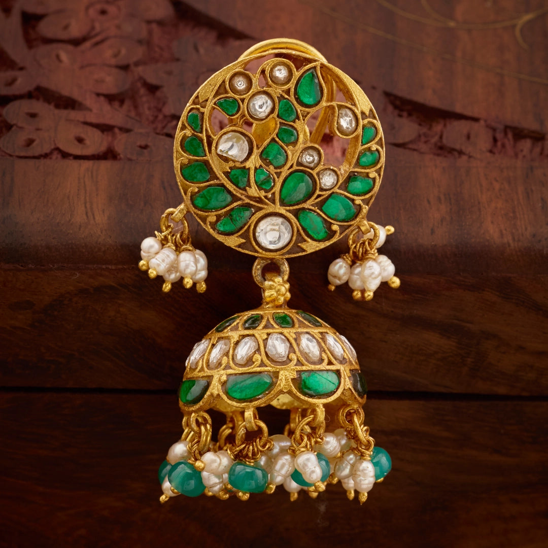 EMERALD BLOOM KUNDAN JHUMKAS