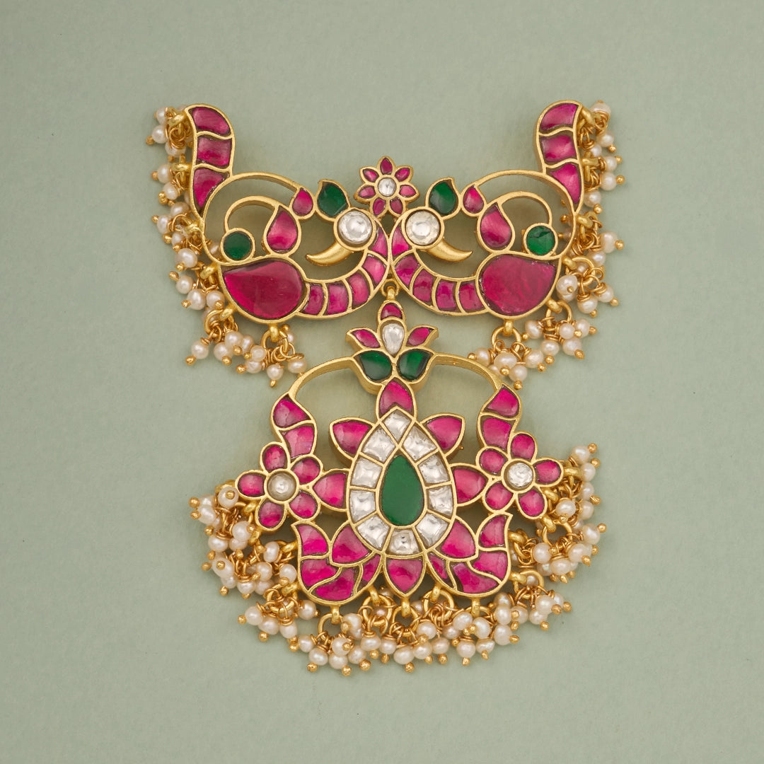 ANTIQUE PEACOCK RUBY EMERALD PENDANT