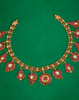 RED AND GREEN KUNDAN MANGO NECKLACE