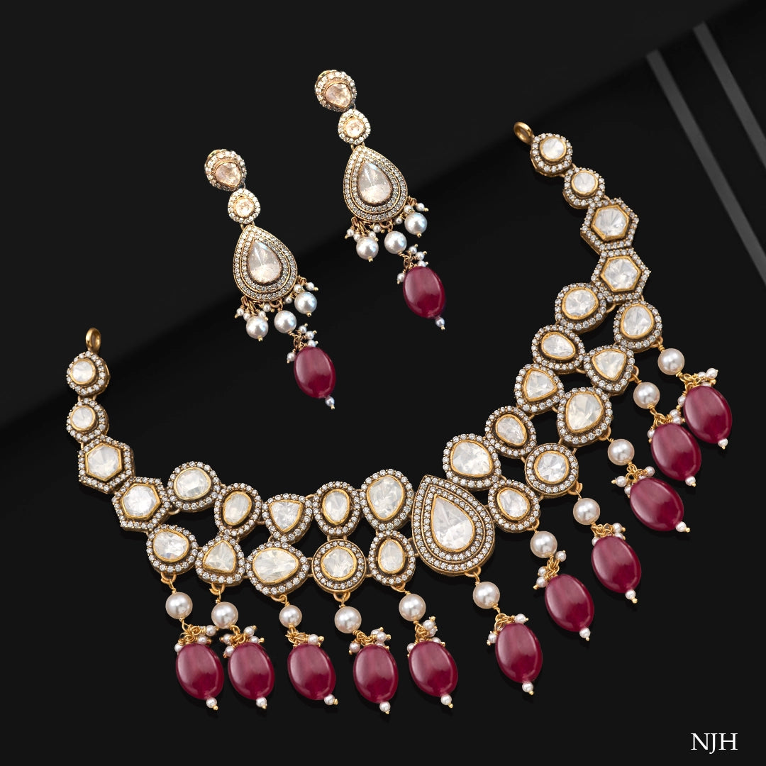 VINTAGE RUBY CHARM NECKLACE SET