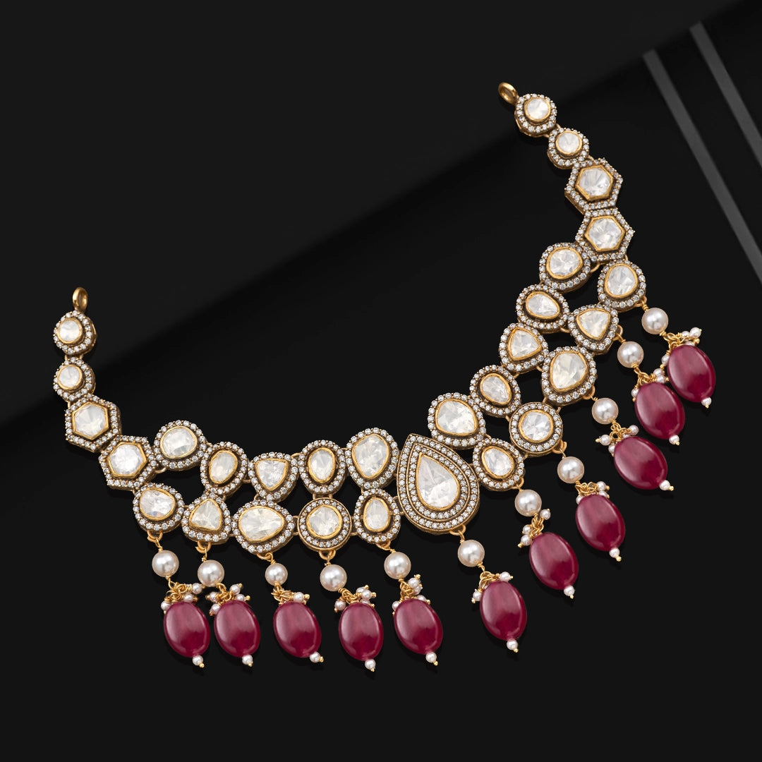 VINTAGE RUBY CHARM NECKLACE SET