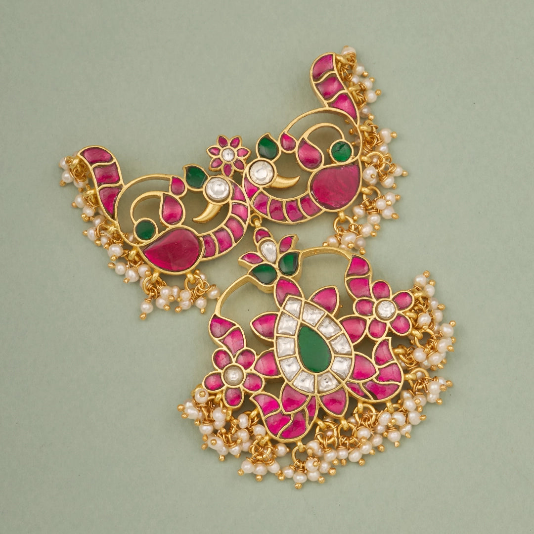 ANTIQUE PEACOCK RUBY EMERALD PENDANT
