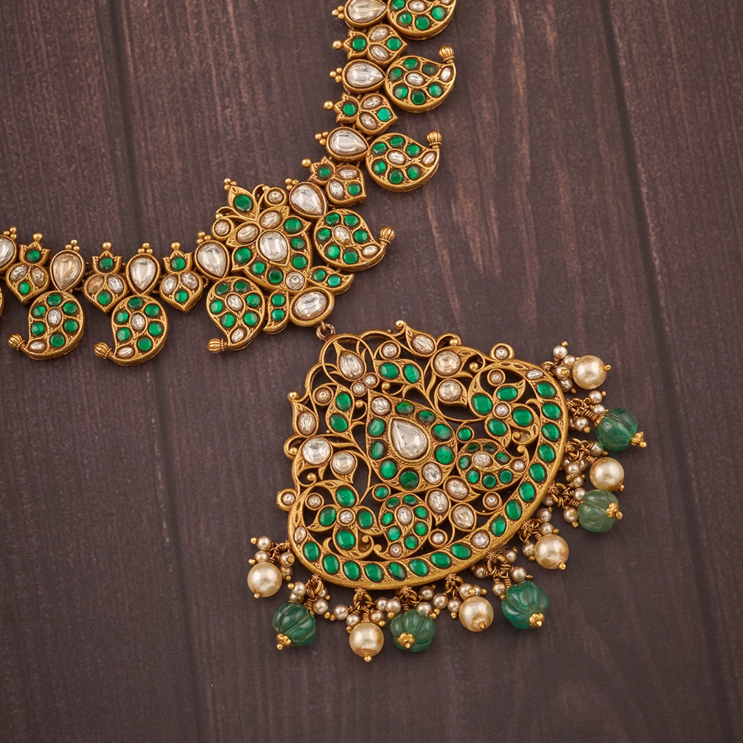 GREEN KUNDAN MANGO NECKLACE