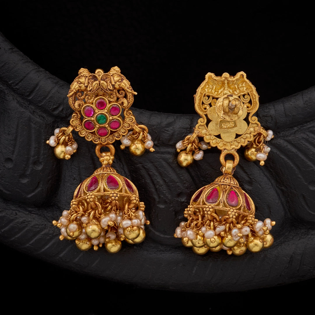 VIJAYA RUBY EMERALD JHUMKAS