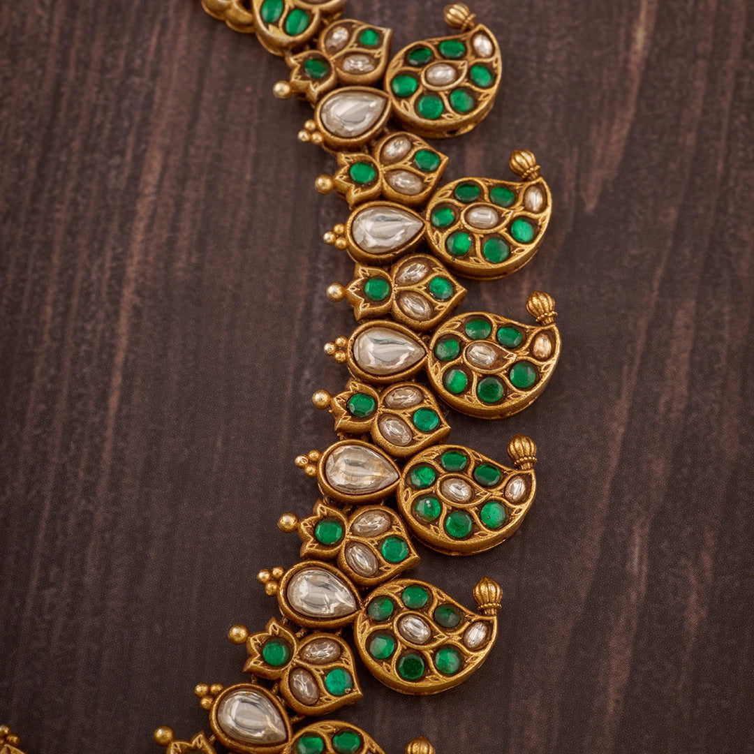 GREEN KUNDAN MANGO NECKLACE