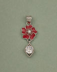 RED BLOSSOM CZ SILVER PENDANT SET