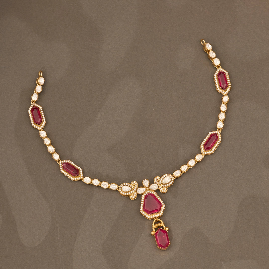 PRINCESS RUBY STATEMENT NECKLACE SET