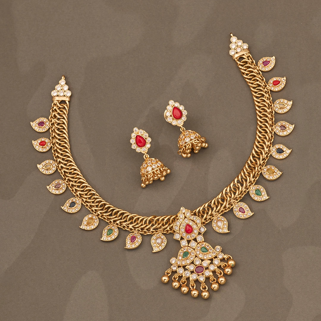 ROYAL MULTICOLOUR STONE NECKLACE SET