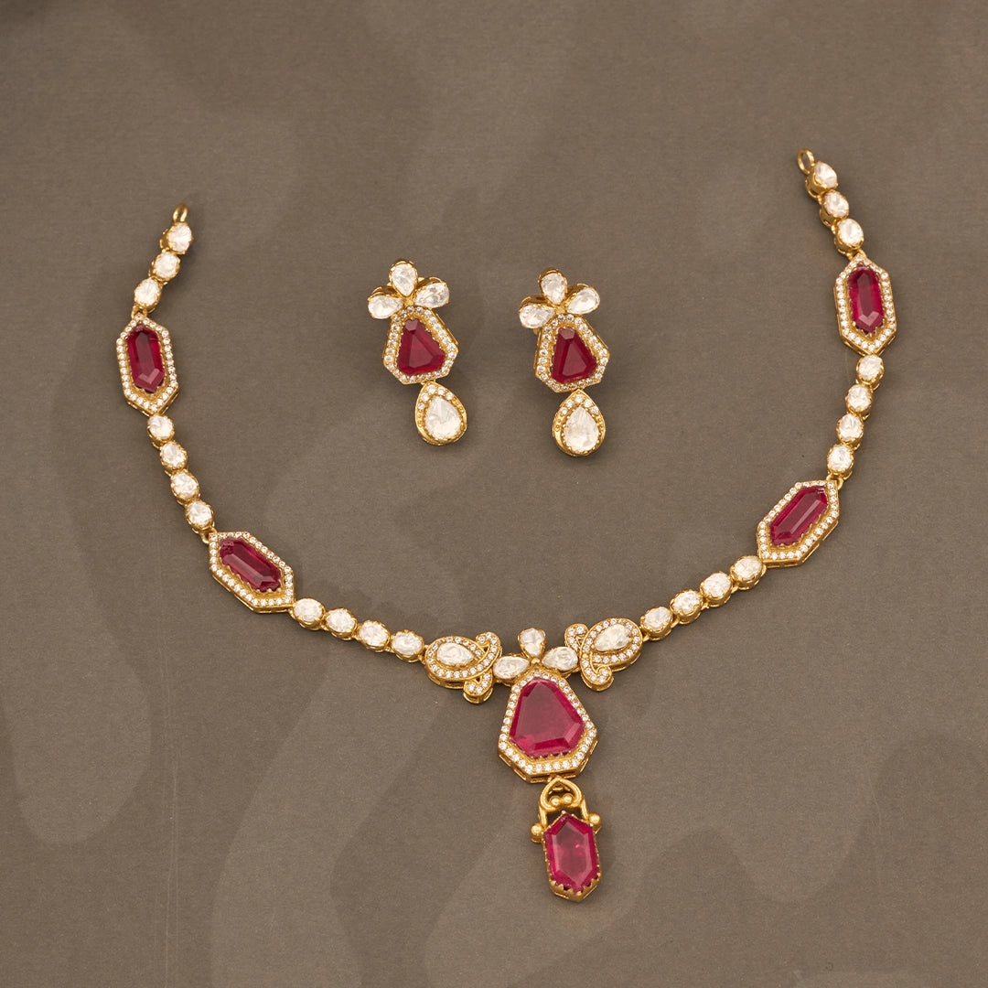 PRINCESS RUBY STATEMENT NECKLACE SET