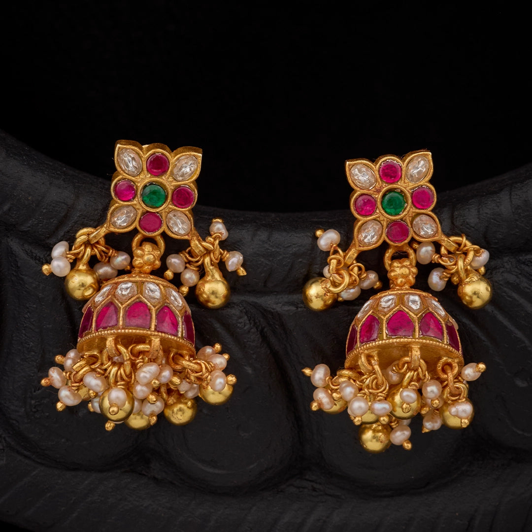 RANI RUBY EMERALD JHUMKAS