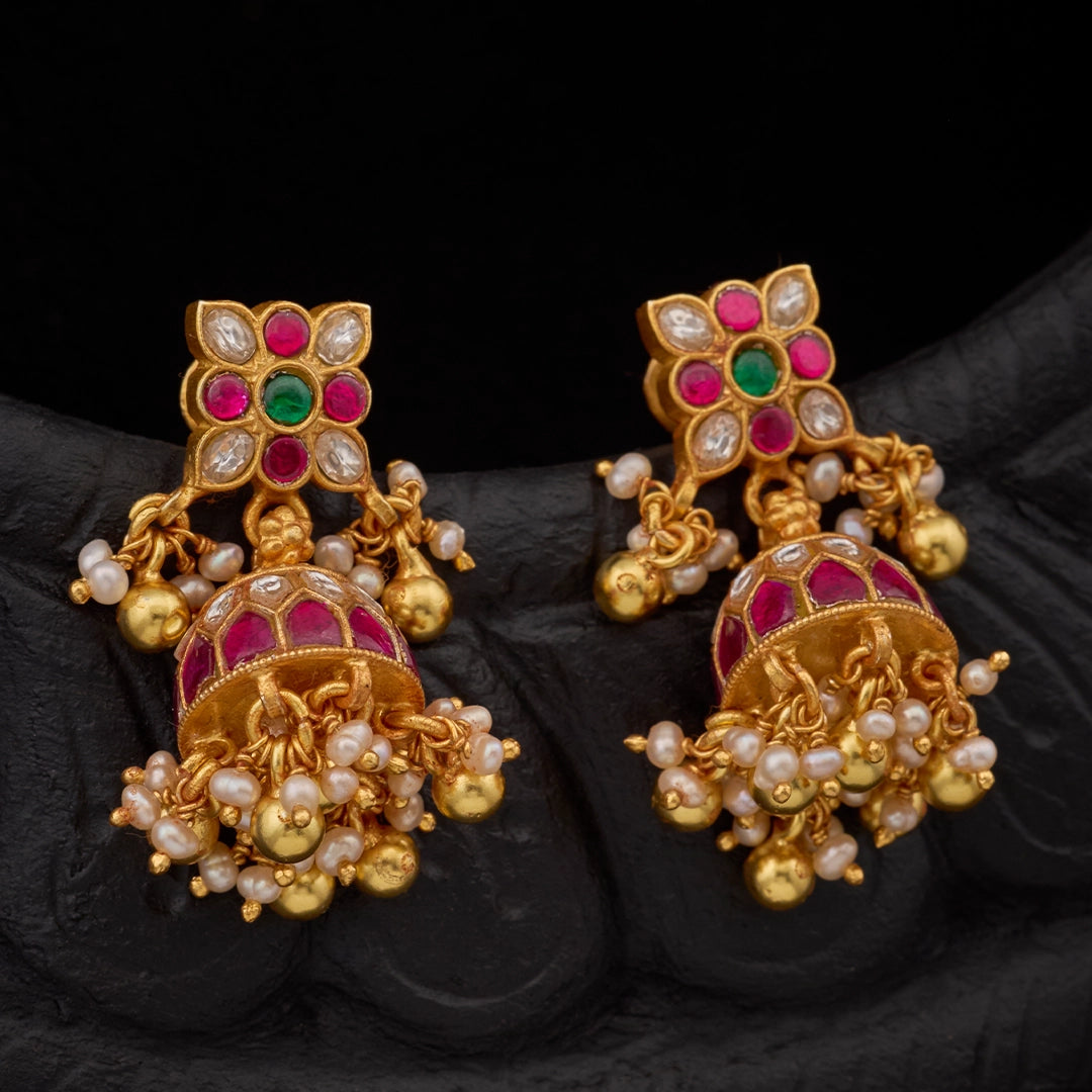 RANI RUBY EMERALD JHUMKAS