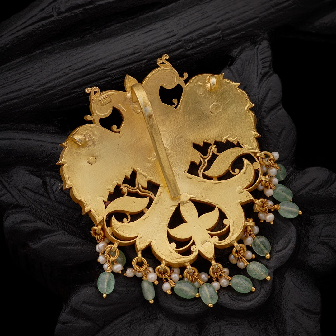 KUNDAN PEACOCK BLOOM PENDANT