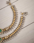 ANTIQUE GOLD-TONE EMERALD ANKLET