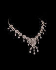 SILVER TRENDY ZIRCONIA NECKLACE WITH EARRINGS