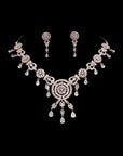 SILVER TRENDY ZIRCONIA NECKLACE WITH EARRINGS