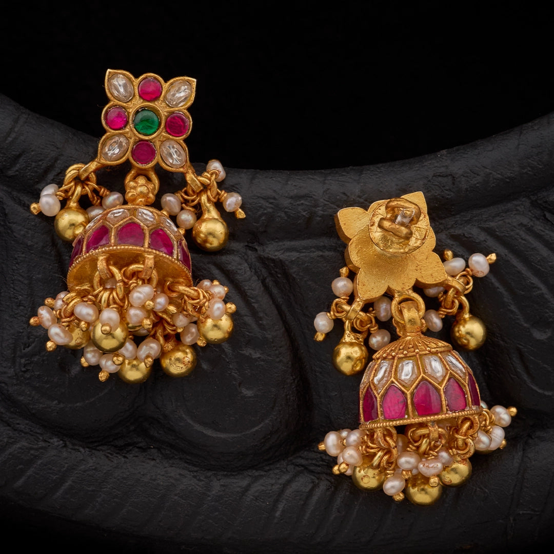 RANI RUBY EMERALD JHUMKAS