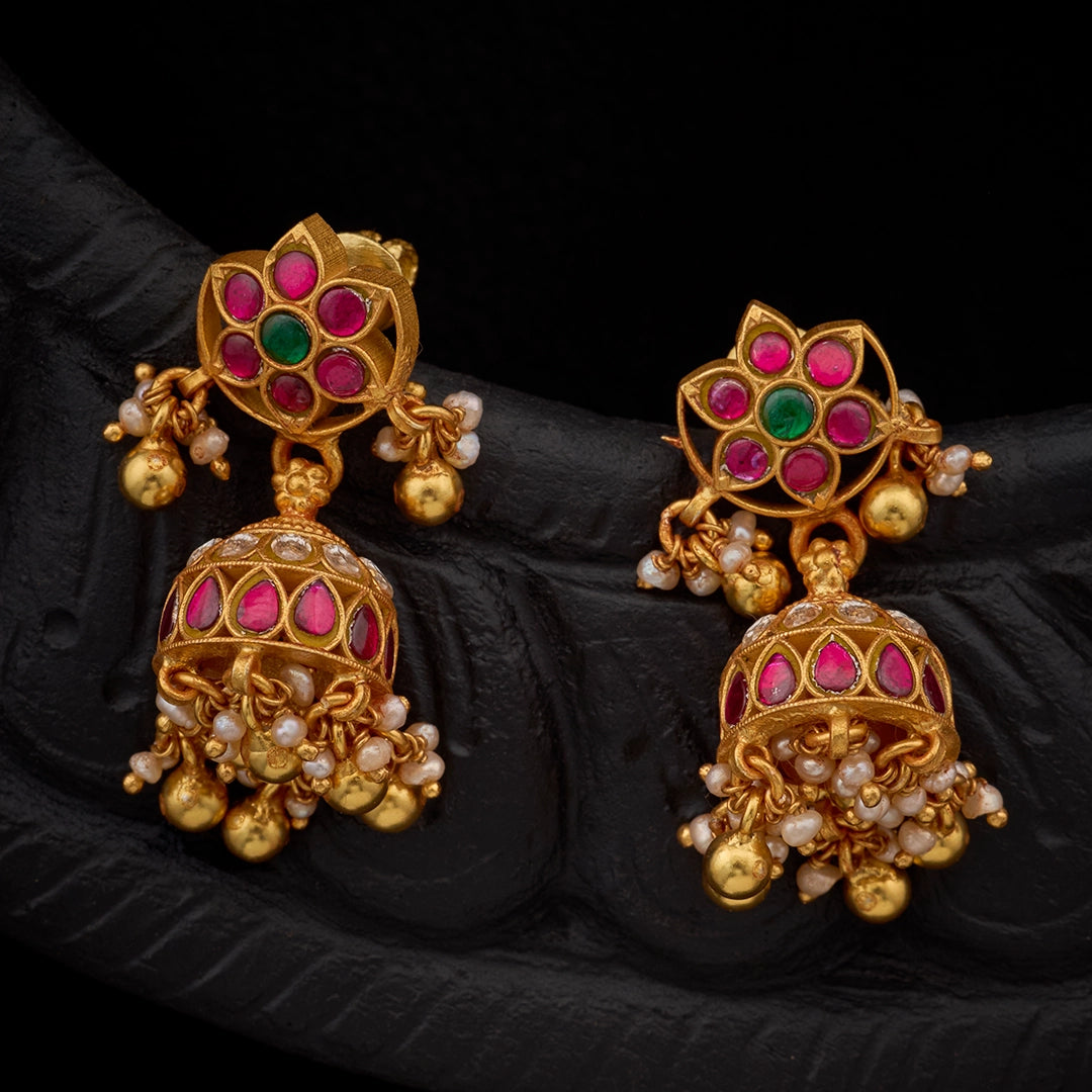 SHAHI KUNDAN PEARL JHUMKAS