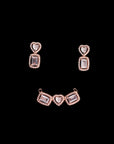 SILVER ROSE GOLD MOISSANITE STONE PENDANT WITH EARRINGS