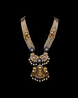 SILVER TRADITIONAL LAKSHMI NAKASH MOISSANITE NECKLACE WITH EARRINGS