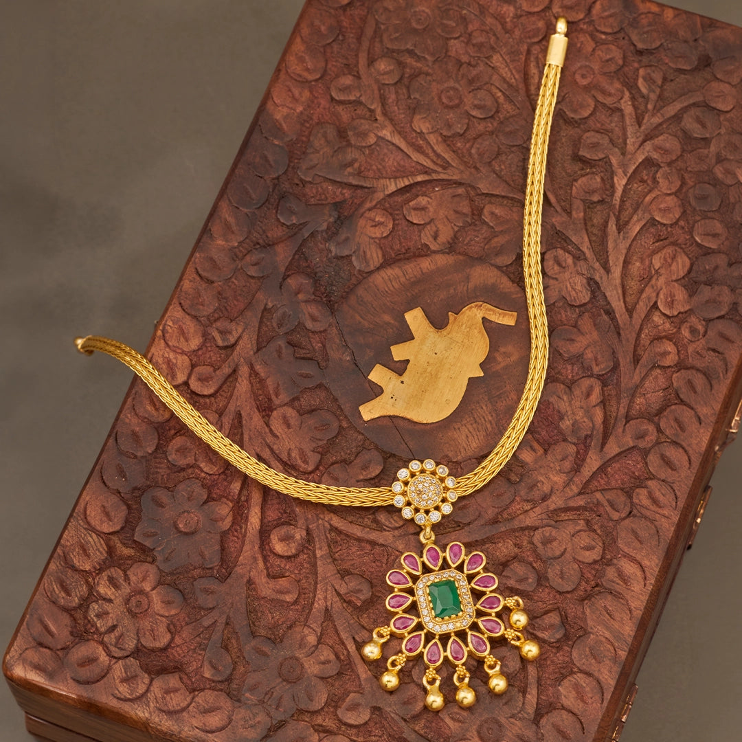 ROYAL RUBY EMERALD PENDANT NECKLACE