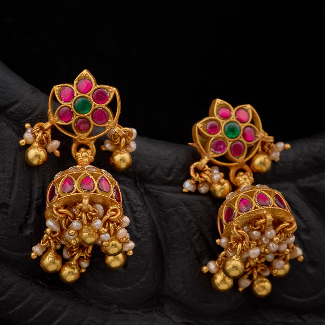 SHAHI KUNDAN PEARL JHUMKAS